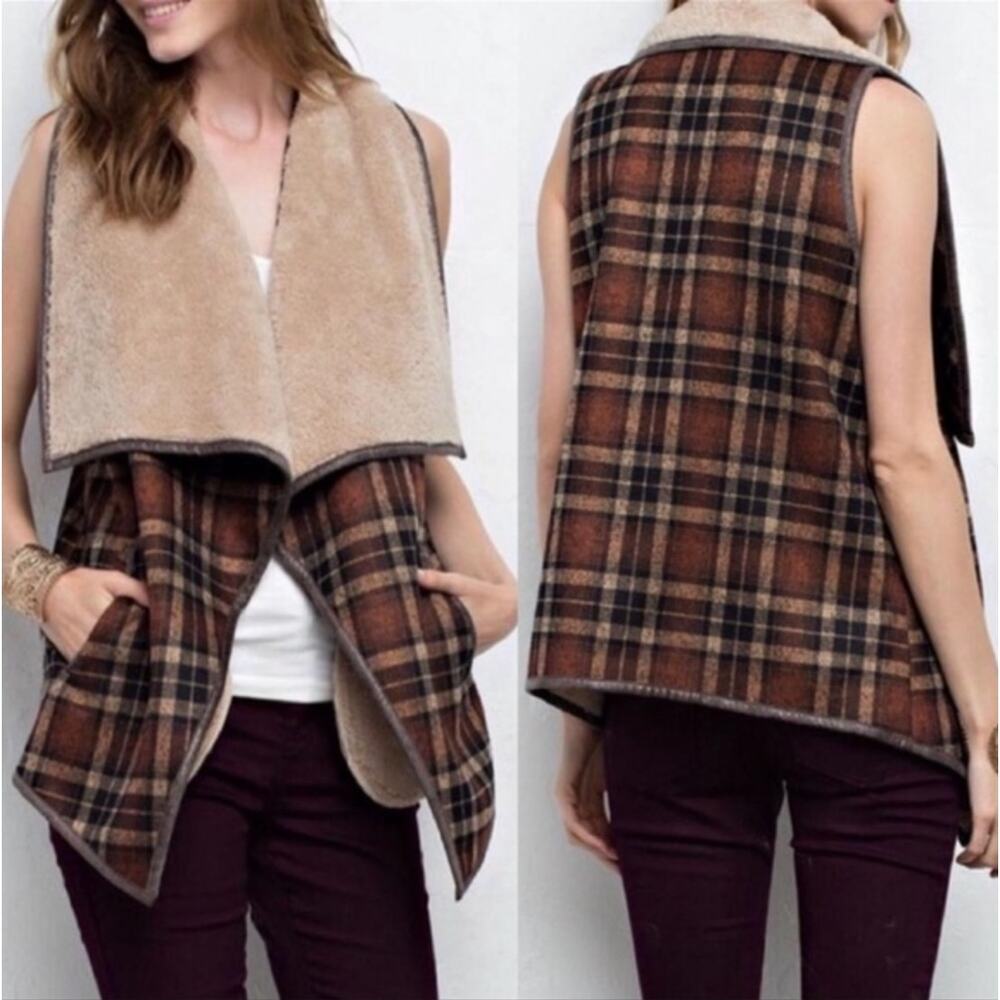 JODIFL Plaid Sherpa Lined Vest Size Small‎